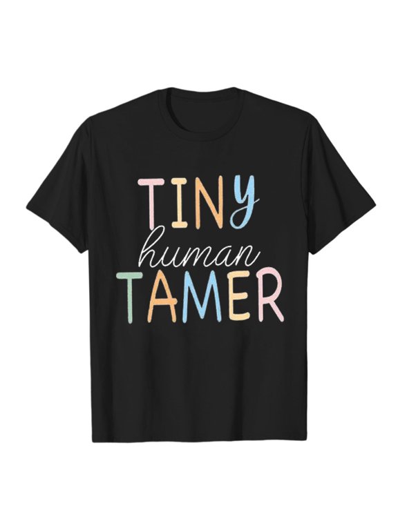 3/4 Length Sleeve Womens Tops Lady Teacher Shirt Kindergarten and Primary School Teaching T Shirt Funny Little Man Pattern T Shirt Top Women’S Hooded T-Shirts L