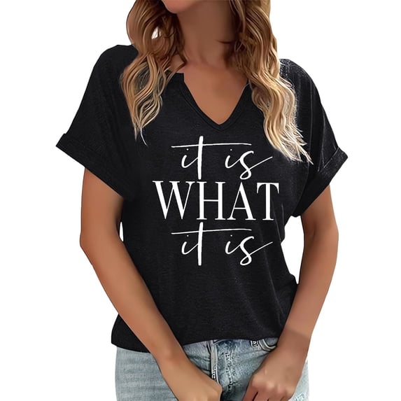 NJGRAE Boho Tops for Women Women’S Fall T-Shirts Women's V Neck Short Sleeve T Shirt Casual Comfortable Printed Top for Everyday Wear OutFit Versatile Machine Washable Plus Size V Neck Tees S
