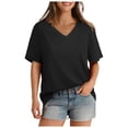 thumbnail image 1 of NJGRAE Casual Tops for Women Seamless Workout T-Shirts Women's T Shirt V Neck Short Sleeved Casual Loose T Shirt Top Will Be in 2026 Women’S V Neck Tees Xxl, 1 of 8