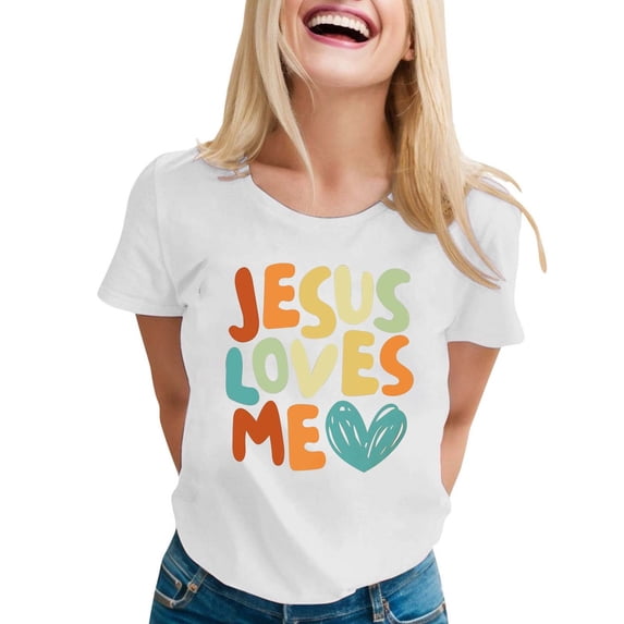 NJGRAE Casual Tops for Women Tops for Women Women's Casual Printed Round Neck Short Sleeve T Shirt Top Linen Tops for Women M