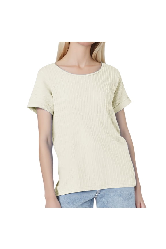 Linen Tops for Women Women’S Slub Knit T-Shirts Fashion Women's Summer 2026 Plus Size Solid Color Short Sleeve T Shirt Plus Size Tunic T-Shirts Xxxxl