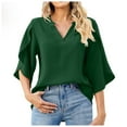 thumbnail image 1 of NJGRAE One Shoulder Tops for Women Summer Blouses for Women 2026 Women Fashion Petal Sleeve Tops Loose V Neck Chiffon Shirt Ribbed Knit Casual Top M, 1 of 5