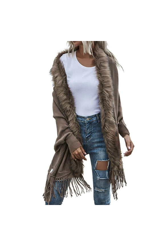 Open Back Tops for Women Summer Blouses for Women 2026 Womens Solid Color Collar Cloak Knitted Capes Shawl Tassel Open Front Cardigans Sweater Coat Women’S Solid Color Tees M