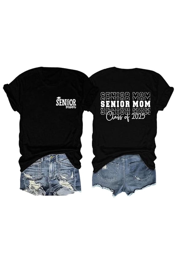 Plus Size Tunic T-Shirts Women Senior Mom T Shirt Senior Mom Class Of 2026 Shirts Funny Mom Graphic Tees Graduation Shirt Short Sleeve Women’S Ribbed Knit Tees Xxl