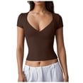 thumbnail image 1 of NJGRAE Spring Tops for Women Women Blouses Women's Top Slim T Shirt V Neck Top with Short Sleeves Solid Color Shirt T Shirt Women’S Loose Fit T-Shirts Xl, 1 of 6