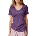 thumbnail image 1 of NJGRAE Square Neck Tops for Women Women’S Relaxed Fit Tees Women's High End Slim Fit Solid Color Casual V Neck Short Sleeved Buttoned Pullover Top Fitted Scoop Neck T-Shirts L, 1 of 5