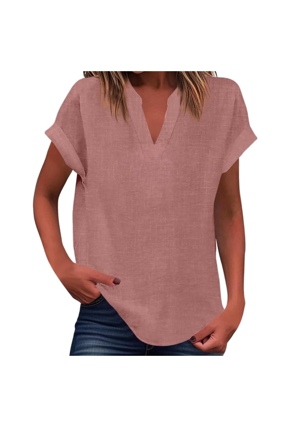 Summer Tops for Women Women’S Slub Knit T-Shirts Women's Summer Tank Loose Fit Pleated V Neck Sleeveless Top Curved Hem Flowy Yoga Casual Tshirts Women M