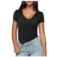 thumbnail image 1 of NJGRAE Tube Tops for Women with Built in Bra Women’S Slub Knit T-Shirts Women's Summer Top Solid Color Versatile Fashion Short Sleeved Top Quarter Zip Athletic Tops M, 1 of 5
