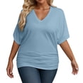 thumbnail image 1 of NJGRAE Women’S Square Neck T-Shirts Women's Plus Size V Neck T Shirt Casual Stretchy Waist Comfortable Summer Fall Top for Everyday Wear with Jeans Plus Size Crew Neck Blouse Xxxxxl, 1 of 5
