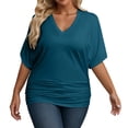thumbnail image 1 of NJGRAE Women’S Square Neck T-Shirts Women's Plus Size V Neck T Shirt Casual Stretchy Waist Comfortable Summer Fall Top for Everyday Wear with Jeans Short Sleeve Graphic Tees Women Xxxl, 1 of 5