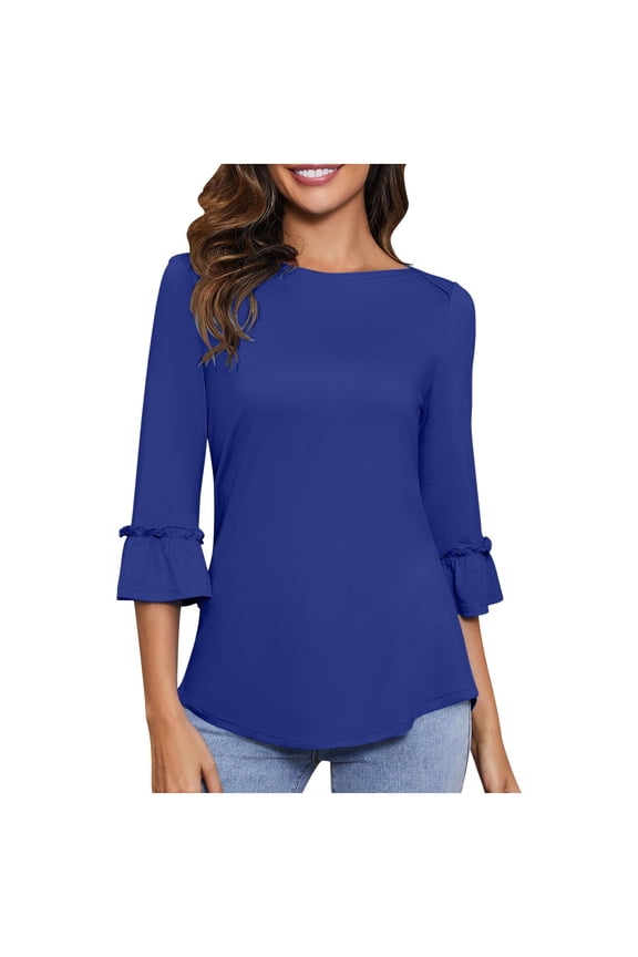 Women Tops Summer Blouses for Women Casual Womens O Neck T Shirts Casual Puff Sleeve Loose Dressy Blouses Summer Tops Oversized Pocket T-Shirt M