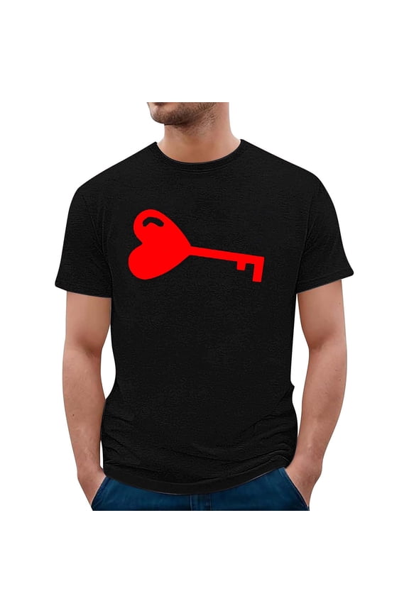 Womens Athletic Tops Women’S Slub Knit T-Shirts Valentine's Day Printed Round Neck Short Sleeved Casual T Shirt Top for Both Male and Female Couples Yoga Casual Tshirts Women Xxxl