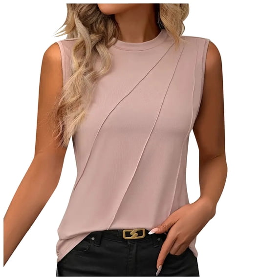 NJGRAE Womens Going Out Tops Women’S Loose Fit T-Shirts Women's Summer Solid Round Neck Sleeveless Loose T Shirt Shirt Tank Top for Women Short Sleeve Graphic Tees Women M