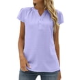 thumbnail image 1 of NJGRAE Womens Plus Size Tops Thermal Lined Winter T-Shirts Chiffon Tops for Women Cute Cap Sleeve Dot Tops Button Down V Neck Loose Blouse Solid Color Shirts Gym Workout Fitted Tees S, 1 of 5