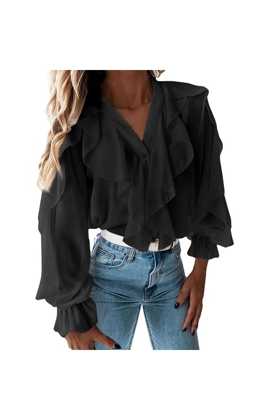 Womens Sleeveless Tops Cropped Casual Summer Top Solid Color Ruffles V Neck Blouse Puff Sleeve Shirts for Women Women’S Ruched Side Tops S