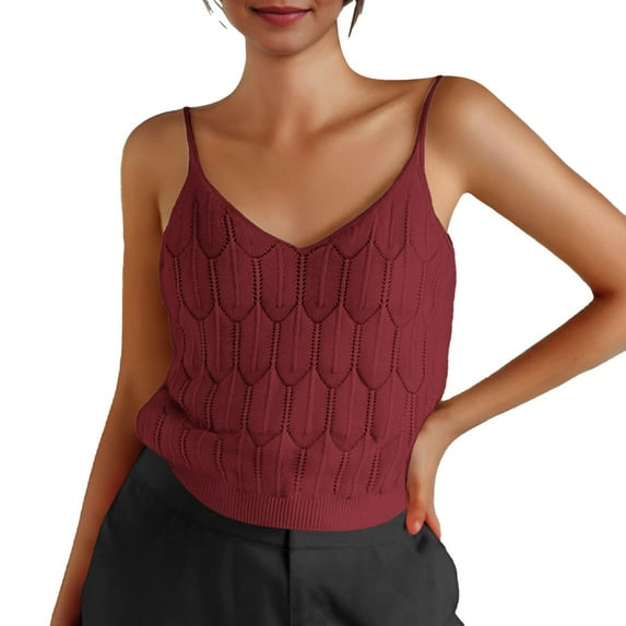 NJGRAE Womens Tops Womens Business Casual Tops Women's Spring and Summer Solid Color Vest Women's Knitted Thin Belt Base Shirt Casual Slim Fit with A Foreign Style Shirt Women’S Relaxed Fit Tees S
