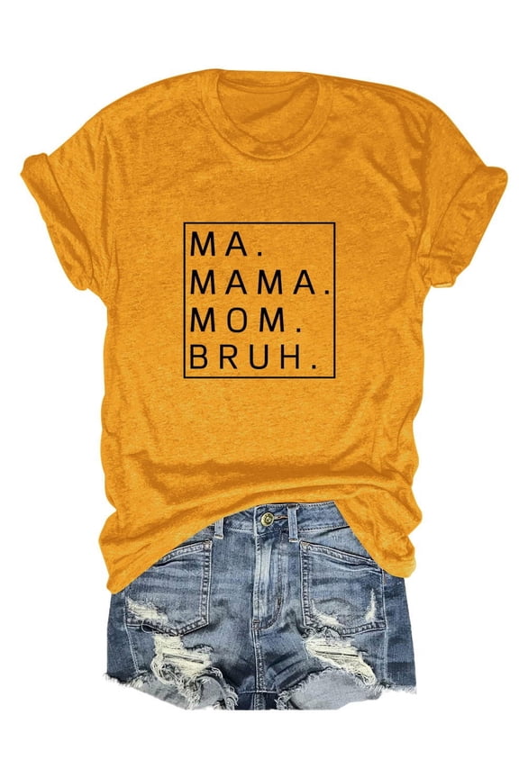 Womens Workout Tops Women’S Color Block T-Shirts Loose Fit Ma Mama Mom Letter Print Short Sleeve T Shirt Quarter Zip Athletic Tops S