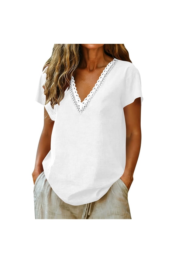 Womens Workout Tops Womens Slub Knit T-Shirts Women's Summer Tank Loose Fit Pleated V Neck Sleeveless Top Curved Hem Flowy Women's Cotton T-Shirt