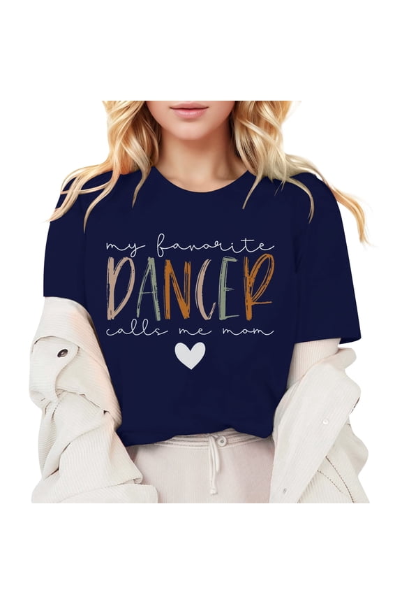 Yellow Tops for Women Plus Size Cropped Tees My Favorite Dancer Call Me Mom Shirt Dance Mom Shirt Women’S Solid Color Tees M