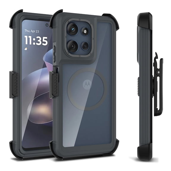NJJEX For Motorola Moto G 5G 2025 / Moto G 2026 / Moto G Play 2026 Case, [Phone Holster] Kickstand Belt Clip Shockproof Protective Phone Case (Gray)