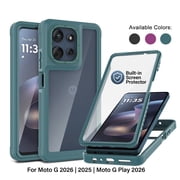 NJJEX For Motorola Moto G 5G 2025 / Moto G 2026 / Moto G Play 2026 Phone Case, Full Body Hybrid Shockproof Bumper Cover with Built-in Screen Protector, Green