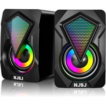 NJSJ Computer Speakers,2.0 USB Powered Gaming Speakers with RGB LED Light 3.5mm Aux Input Stereo Mini Multimedia Speaker for PC, Desktop, Laptop, Cellphone, Monitor