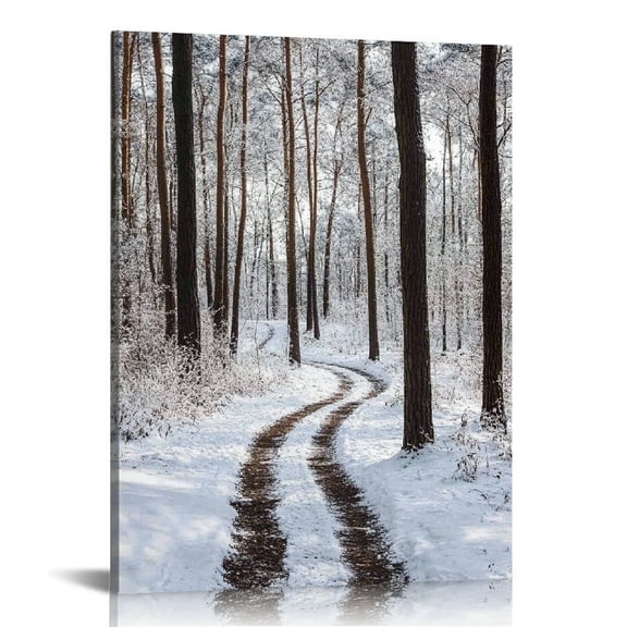 NJSTORE  Canvas Wall Art Winter Trees Cool Dramatic Forest Multicolor Nature Photography Rustic White Tree Canvas Large Wall Art for Living Room Winter Winter Tree Nature Paintings Wall Decora