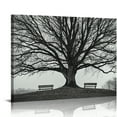 thumbnail image 1 of NJSTORE  Large Black and White Trees Canvas Wall Art Winter Oak Trees Branches Picture Nature Scenery Giclee Prints Framed and Stretched Premium Artwork for Home Living Room Bedroom 16x12in, 1 of 6