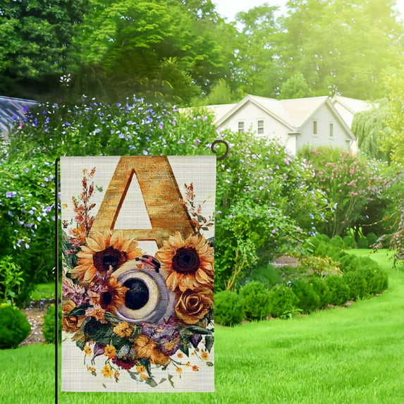 NJSTORE Monogram Letter A Garden Flag Spring Summer Sunflower Double Sided Family Last Name Initial Yard Flags for Outside Garden