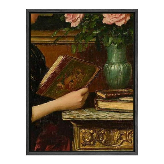 NJSTORE Vintage Art Portrait Maximalist Decor with Baroque Rococo Canvas Wall Art Print Eclectic Room Decor Oil Painting Renaissance Traditional for Living Room, Office, Bedroom - Black Framed