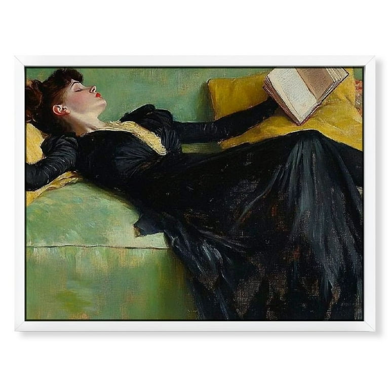 NJSTORE Vintage Moody Wall Art Poster, Roman Casas Young Woman On Green Sofa Canvas Wall Art, Antique Famous Victorian Female Oil Print Painting, Moody Wall Decor White Framed - Walmart.com NJSTORE Vintage Moody Wall Art Poster, Roman Casas Young Woman On Green Sofa Canvas Wall Art, Antique Famous Victorian Female Oil Print Painting, Moody Wall Decor White Framed - Walmart.com