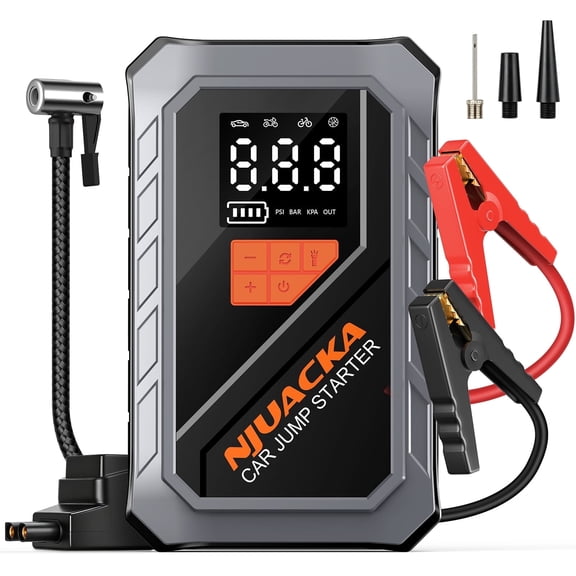 3000A Jump Starter with Air Compressor,12V Battery Booster,150PSI Tire Inflator,6000mAh Power Bank,LED Flashlight