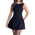 thumbnail image 1 of NJWS Women Sleeveless Mini Dress Summer Mock Neck Backless Slim A Line Dress Party Cocktail Bodycon Short Dresses, 1 of 5