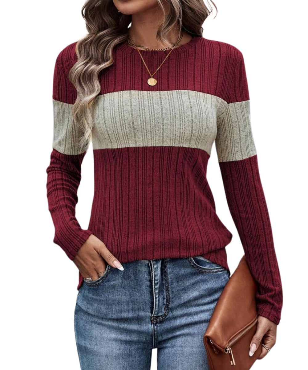 Casual Color-Block Knit Sweater Two-Piece Set — Loose-Fit, Solid Color