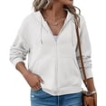 thumbnail image 1 of NJWS Womens Zip Up Hoodie Oversized Sweatshirt Drawstring Waffle Hooded Jackets Casual Daily Outfits With Pockets, 1 of 5