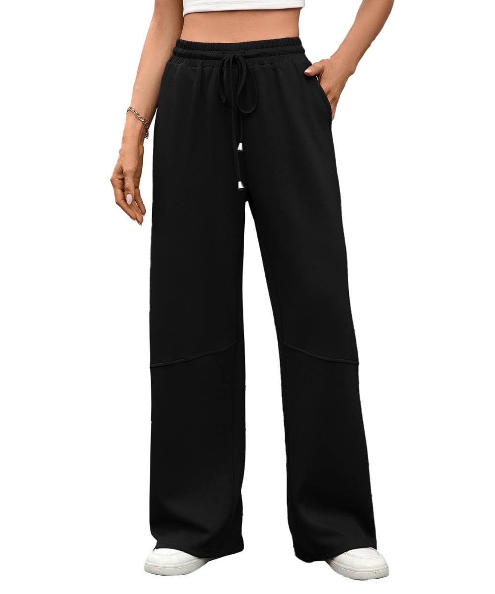 High Waist Wide Leg Jogger Pants with Pockets main image 0