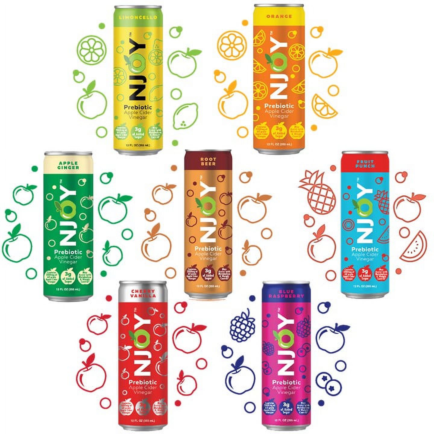 NJY Sparkling PREBIOTIC SODA for Gut Health & Immunity, Includes 2000mg