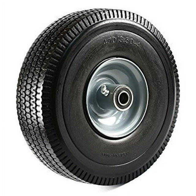 NK Heavy Duty Solid Rubber Flat Free Tubeless Hand Truck/Utility Tire Wheel, 4.10/3.50-4 Tire, 2-1/4 Offset Hub, 5/8 Bearing