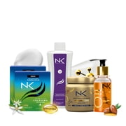 NK Keratin Hair Treatment & Styling Argan Oil Set   5-Step Formaldehyde-Free Straightening Kit + Moroccan Argan Oil Serum   Smooth, Repair, Shine   For All Hair Types 8oz