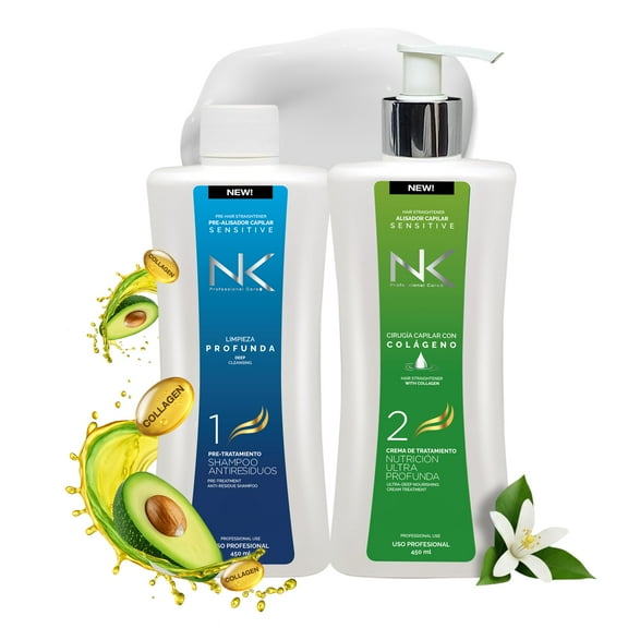 NK Keratin Sensitive Hair Straightener with Collagen, Hydrolyzed Keratin. (15oz)