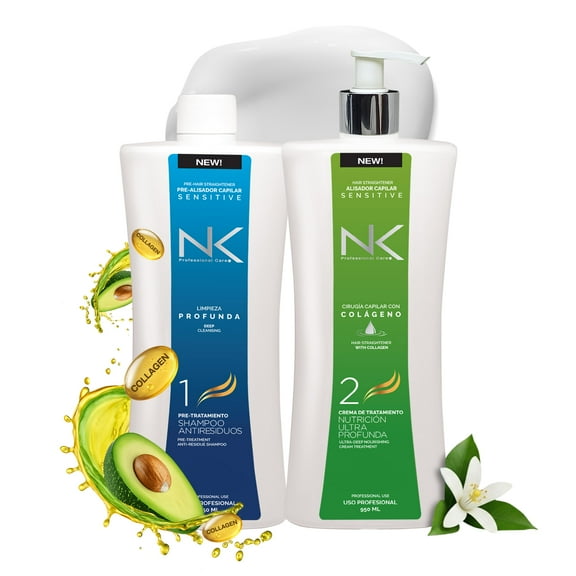 NK Keratin Sensitive Hair Straightener with Collagen, Hydrolyzed Keratin. (32oz)