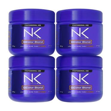 NK Professional Care DiColor Blond Powder Bleaching. Lightens   8 Tons of Height. Quick lightening power without damaging your hair. Contains Hydrolyzed Keratin and Argan Oil. 60 g (4 Pack) 240g