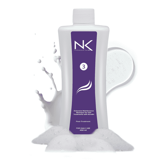NK Professional Care Extensive Maintenance Shampoo for Hair Treatments with Keratin (STEP 3). Shampoo sodium-free, with Silk Protein, Hydrolyzed Keratin. (15oz)
