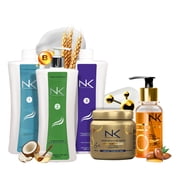 NK Sensitive Keratin Hair Straightening Treatment, Vegan, Formaldehyde Free. Kit Steps 1,2,3,4,5. Sensitive straightening treatment, home care shampoo, Hair Mask and Styling Argan Oil. 32oz