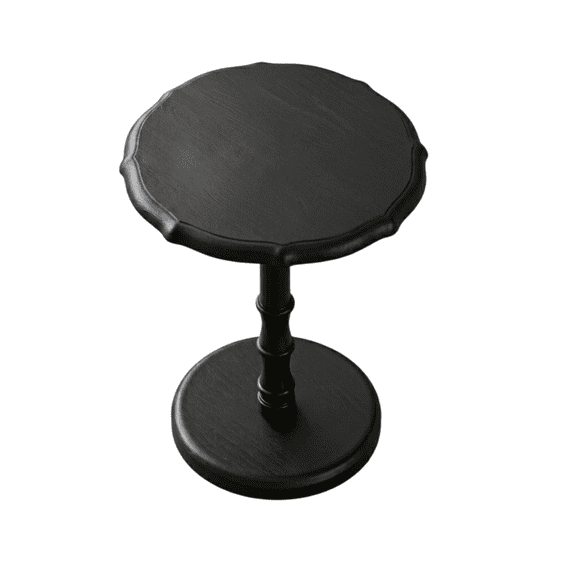 NKGIAG Side Table, Solid Wood Round End Table with Pedestal Base for Living Room, Black