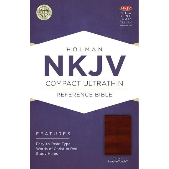 NKJV Compact Ultrathin Bible, Brown LeatherTouch (Hardcover)