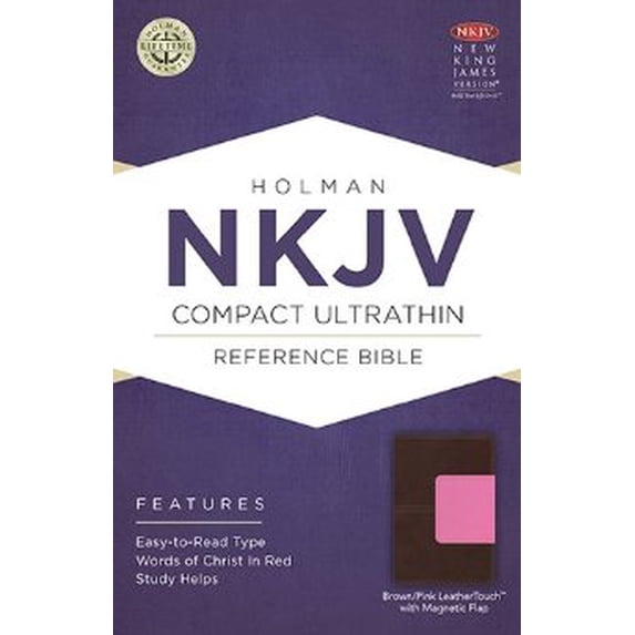 Pre-Owned NKJV Compact Ultrathin Bible, Pink/Brown LeatherTouch with Magnetic Flap (Hardcover)