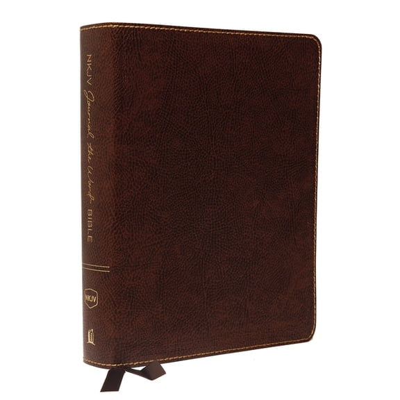 NKJV, Journal the Word Bible, Bonded Leather, Brown, Red Letter Edition, Comfort Print: Reflect, Journal, or Create Art , (Hardcover)
