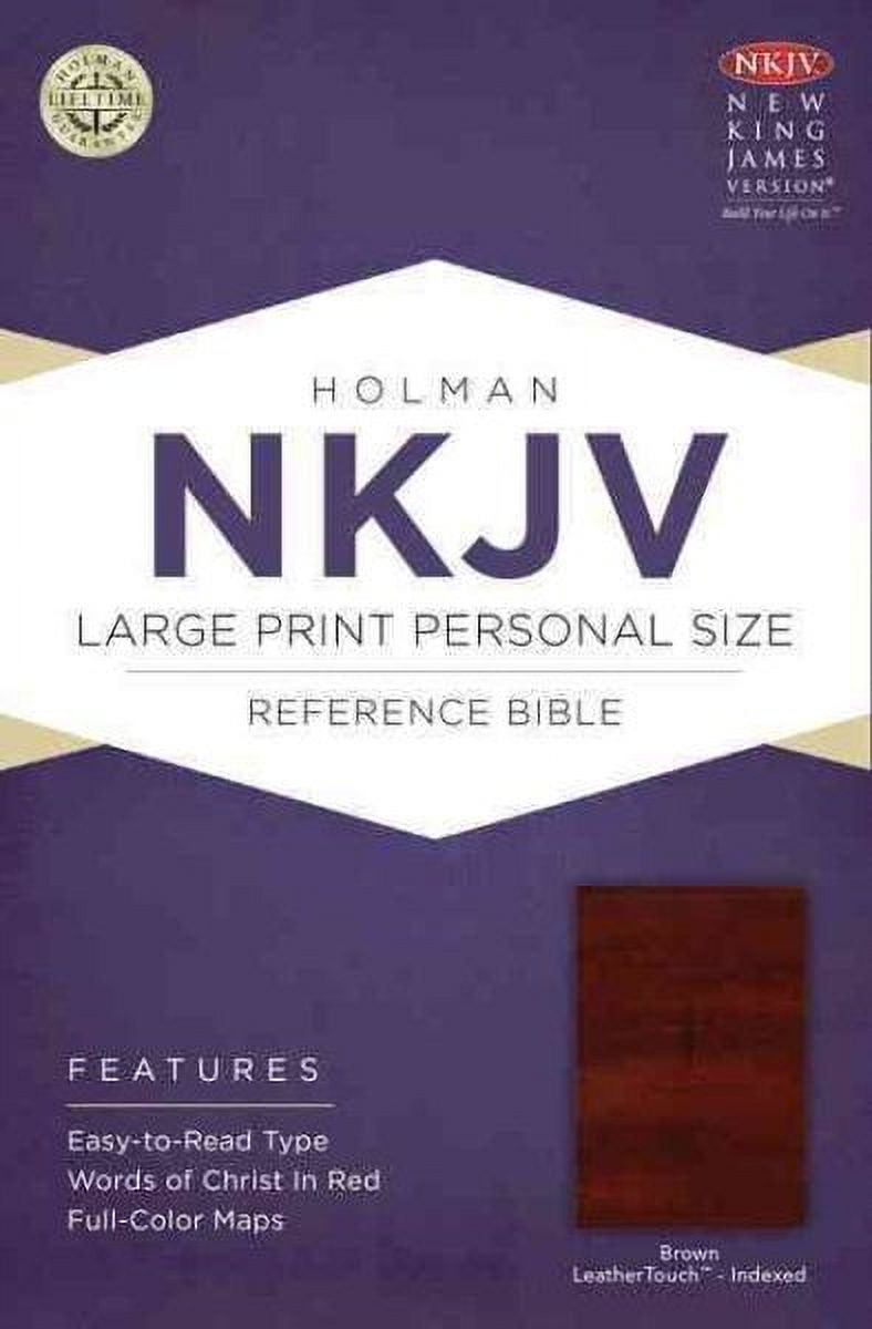 NKJV Large Print Personal Size Reference Bible, Brown LeatherTouch Indexed (Hardcover) - image 1 of 2