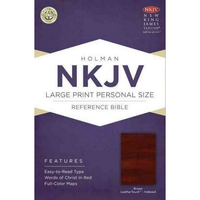 NKJV Large Print Personal Size Reference Bible, Brown LeatherTouch Indexed (Hardcover)